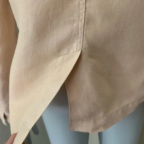 EILEEN FISHER 100% Linen Blazer Beige Blush Lightweight Button Front Size XS - Picture 15 of 16